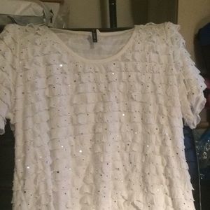 White Ruffle Shirt with Sequins!